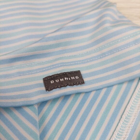 Dunning Golf Polo Shirt Mens‎ Large Blue Striped Casual Stretch Performance Wick - Picture 4 of 9